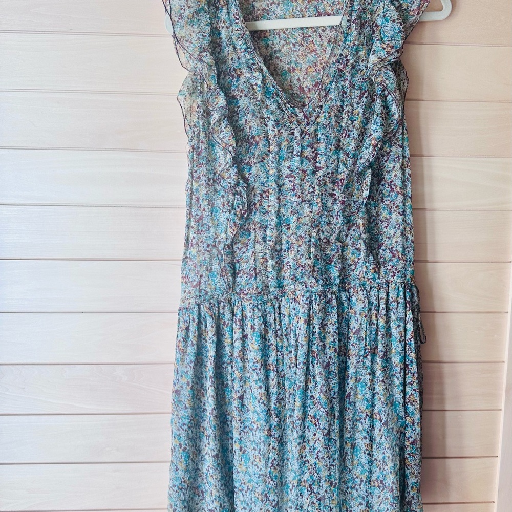 Floral Blue silk Dress